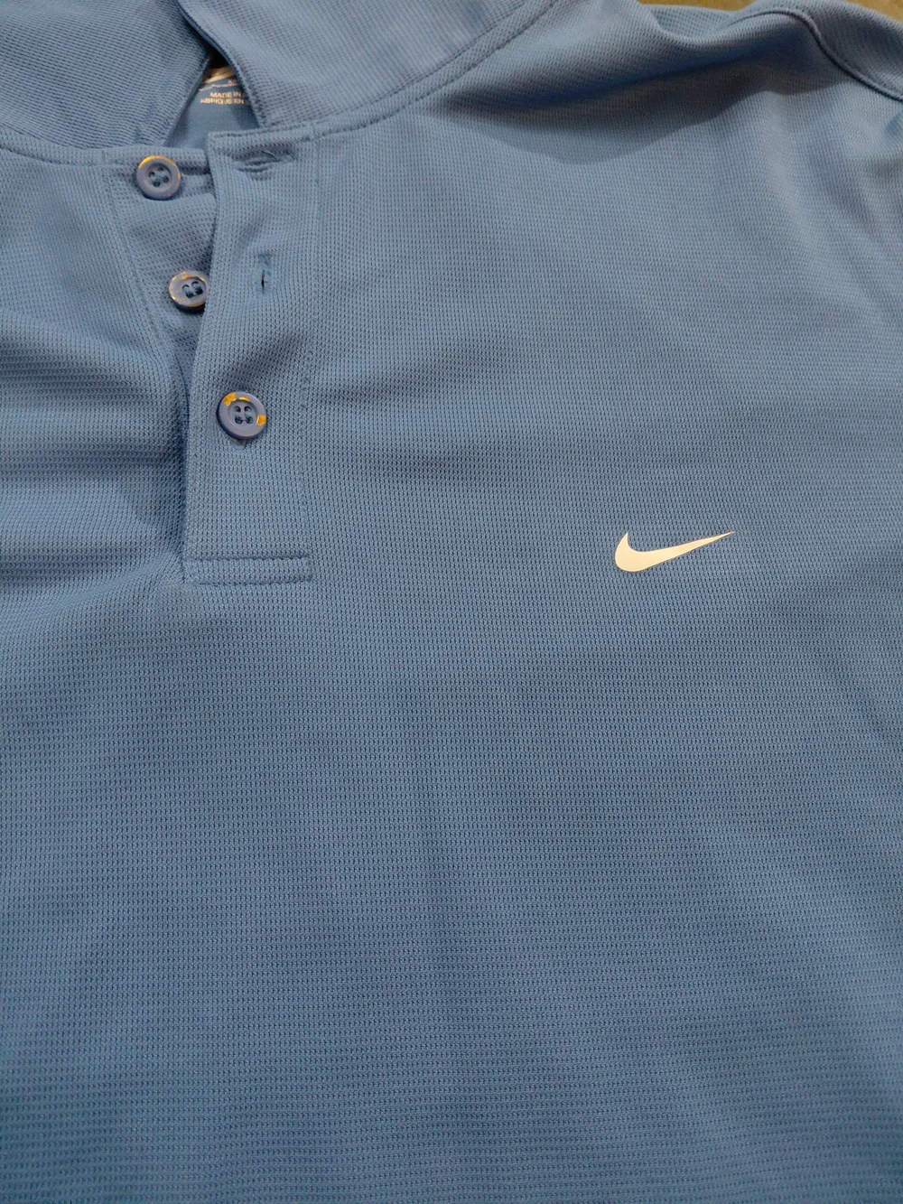 Nike Blue Dri-FIT Polo Shirt with Black Panels - Picture 2 of 5